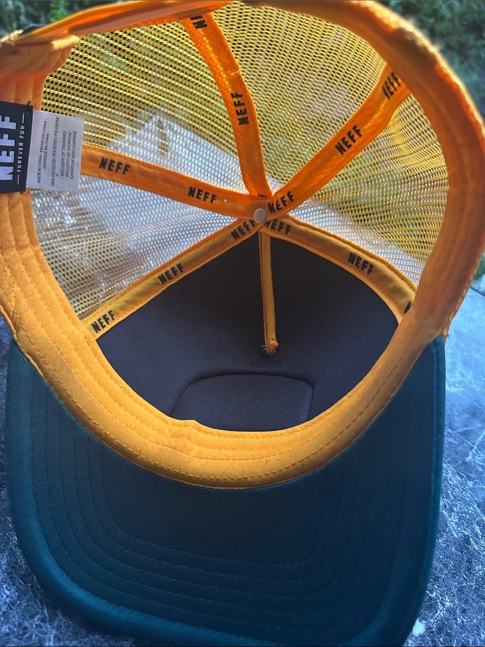 Neff Teal and Mustard Forever Fresh Trucker Hat